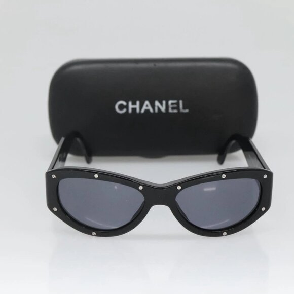 CHANEL Sunglasses plastic Black CC Auth sw1389V - Picture 1 of 11